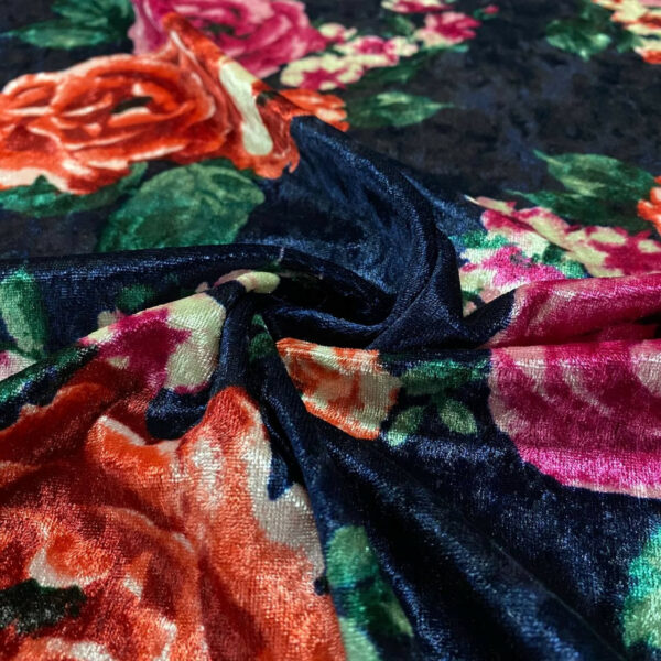 Βελουτέ roses navy/fucsia