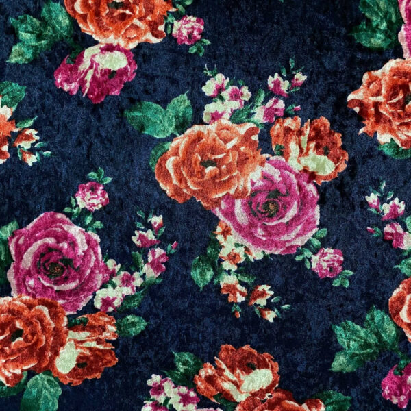 Βελουτέ roses navy/fucsia