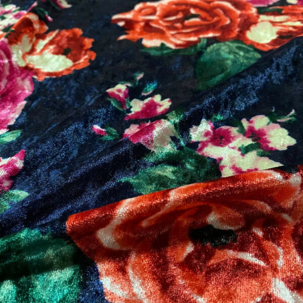 Βελουτέ roses navy/fucsia