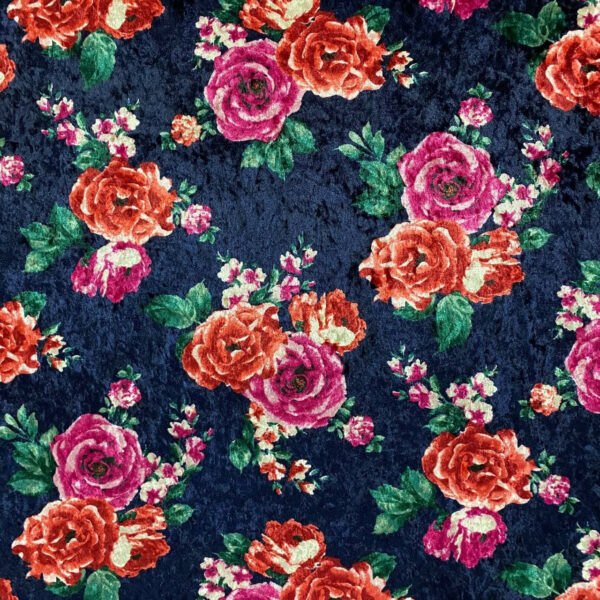Βελουτέ roses navy/fucsia