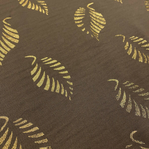 Ποπλινα linen look leafs camel