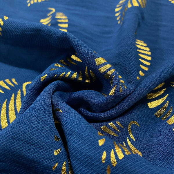 Ποπλίνα linen look leafs indigo