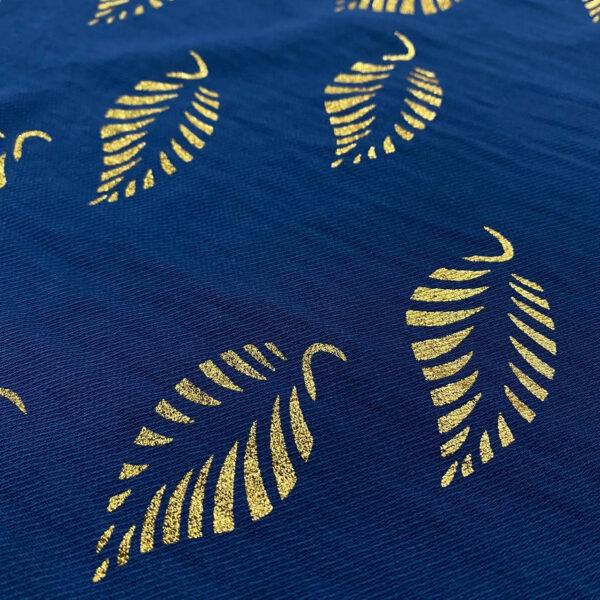 Ποπλίνα linen look leafs indigo