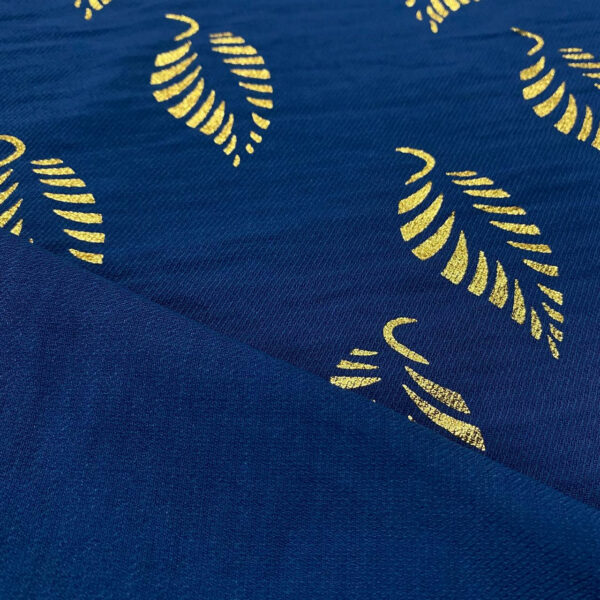 Ποπλίνα linen look leafs indigo