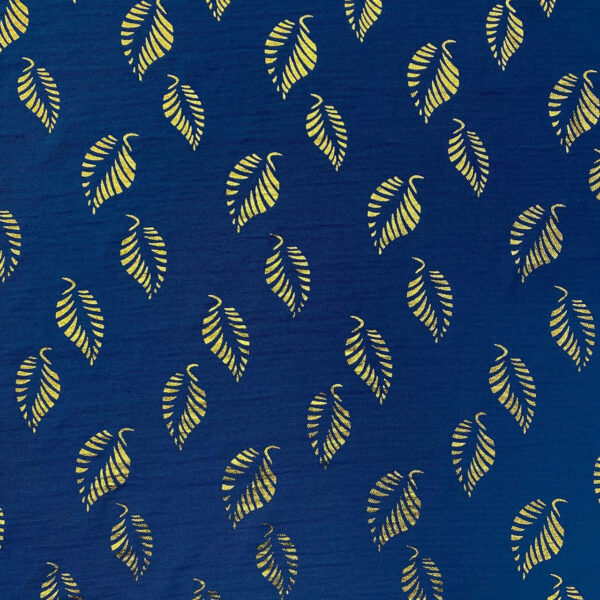 Ποπλίνα linen look leafs indigo