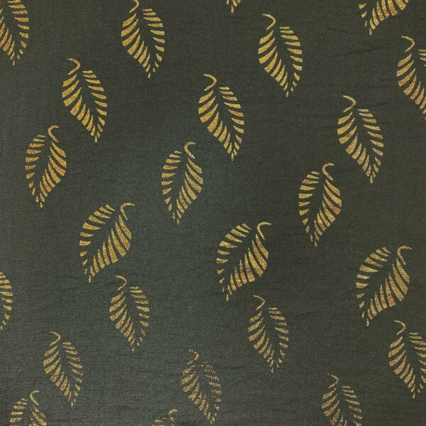 Ποπλίνα linen look leafs khaki
